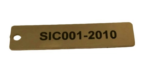 Gravert tags/ventilskilt, syrefast stål Overflate gravert med laser 