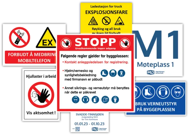 Skilt kundespesifikk design og mål 