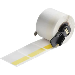 Brady Gul på Klar vinyl 38,1 x 38,1mm 250 stk, Self-laminating &amp; Wrap Around