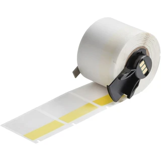 Brady Gul på Klar vinyl 38,1 x 38,1mm 250 stk, Self-laminating &amp; Wrap Around
