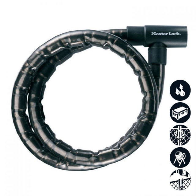 Wirelås Herdet stål(vinylbelagt) Masterlock lengde=1,5m, Diam.=20mm 