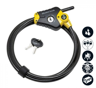 Wire-Lock stål m/lås (10mm x 1,8m) Masterlock wirelock justerbar