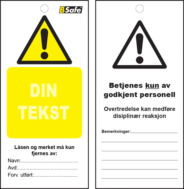 Tag spesial, Din tekst 75x160mm 10pk Hvit/sort/gul, 75x160mm, inkl. strips 