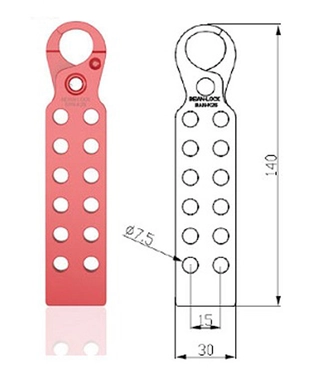 LOTO låsbøyle 12 hull, rød Økonomi  metal