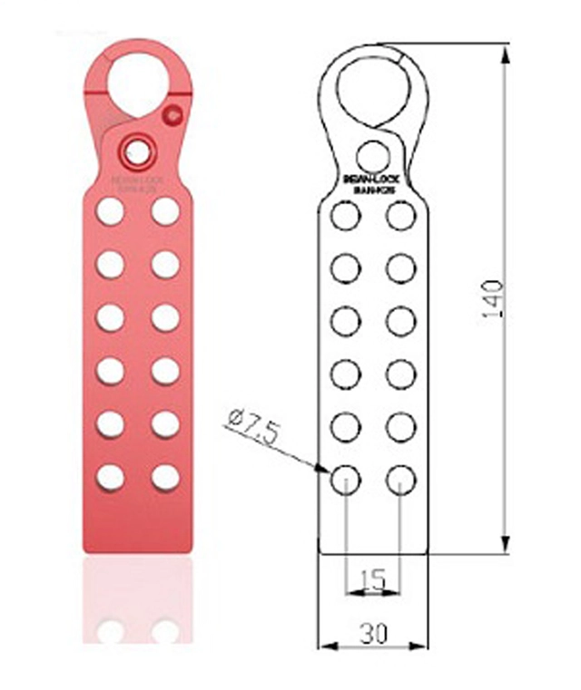 LOTO låsbøyle 12 hull, rød Økonomi  metal 