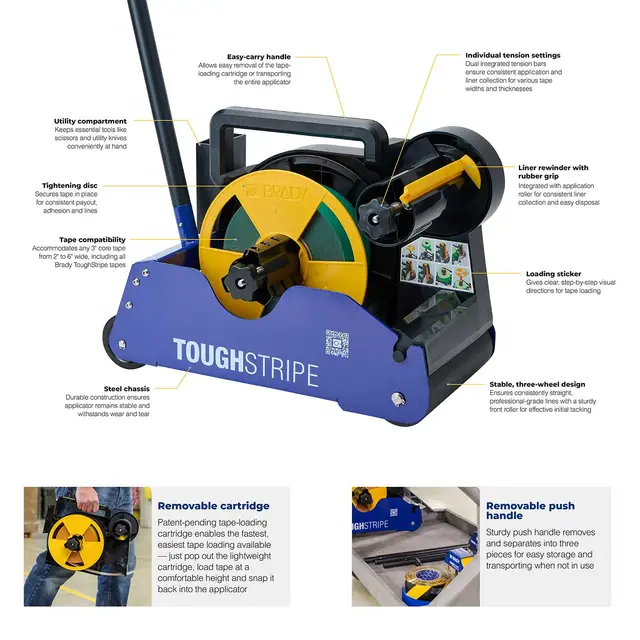 Tape applikator vogn for gulvtape For tape 50 til 152mm med Ø76mm kjerne 