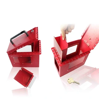 LOTO låseboks m/sidevindu, bærbar Økonomi for intill 20 avlåsninger 