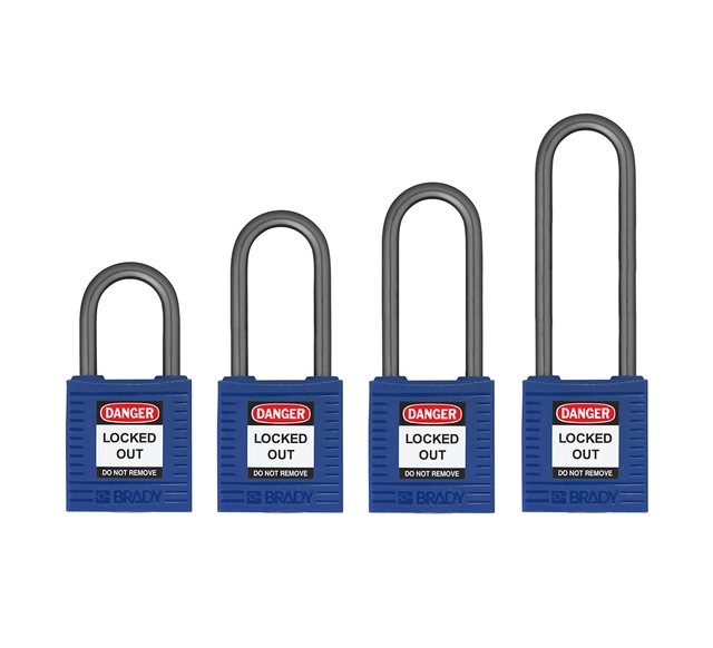 LOTO lås kompakt 4,7mm metallbøyle KD Brady 6pk, tynn bøyle 