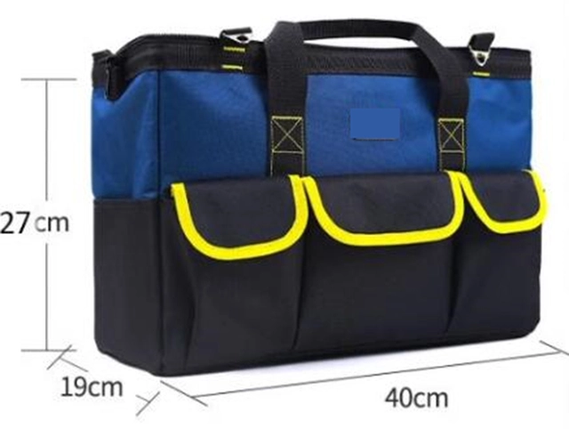 LOTO bag m/bærestropp Økonomi stoff sort/blå med gule detaljer 