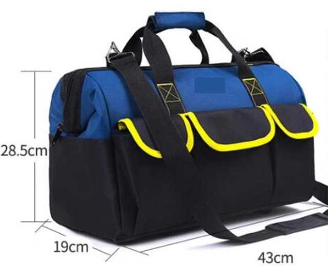 LOTO bag m/bærestropp Økonomi stoff sort/blå med gule detaljer 