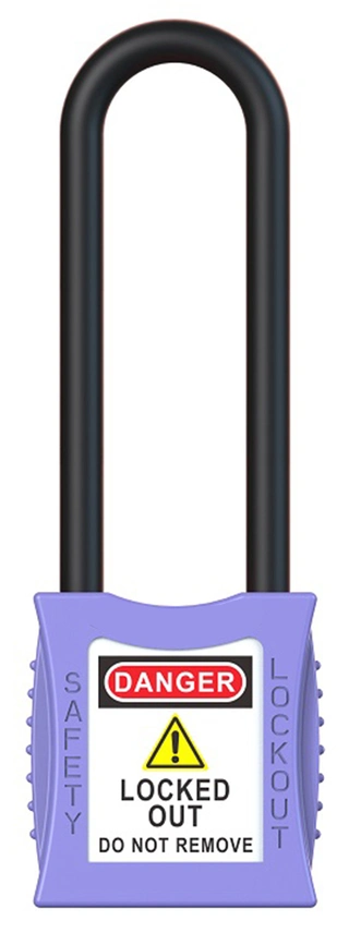 LOTO lås elektro lilla 76mm bøyleh. KD Økonomi, ulik nøkkel pr lås, 6,3mm bøyle