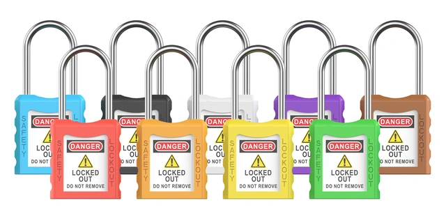 LOTO lås tynn bøyle 4mm metall KD Økonomi, ulik nøkkel pr lås, 38mm bøyleh 