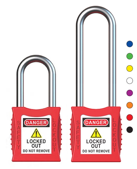 LOTO lås 6,3mm stålbøyle KD Økonomi, ulik nøkkel pr lås 