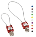 LOTO lås 4,7mm stålwire PVC belagt KD Brady, ulik nøkkel pr lås