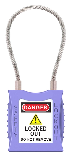 LOTO lås lilla 4,7mm stålwire KD Økonomi, ulik nøkkel pr lås, 76mm bøyleh