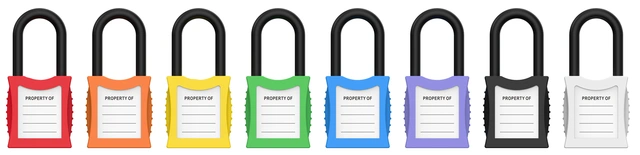 LOTO lås elektro kompakt 4,5mm nyoln KD Økonomi, ulik nøkkel pr lås, 28mm bøyleh 