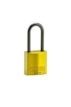 LOTO alu lås gul kompakt 50mm KD Brady 6pk, tynn bøyle,ulik nøkkel pr lås