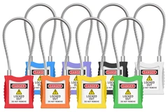 LOTO lås kompakt 4,7mm ståvaier KD Økonomi, ulik nøkkel pr lås, 76mm bøyleh