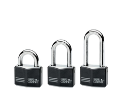 Hengelås herdet stål sort 11mm bøyle KD Brady, ulike nøkler pr lås