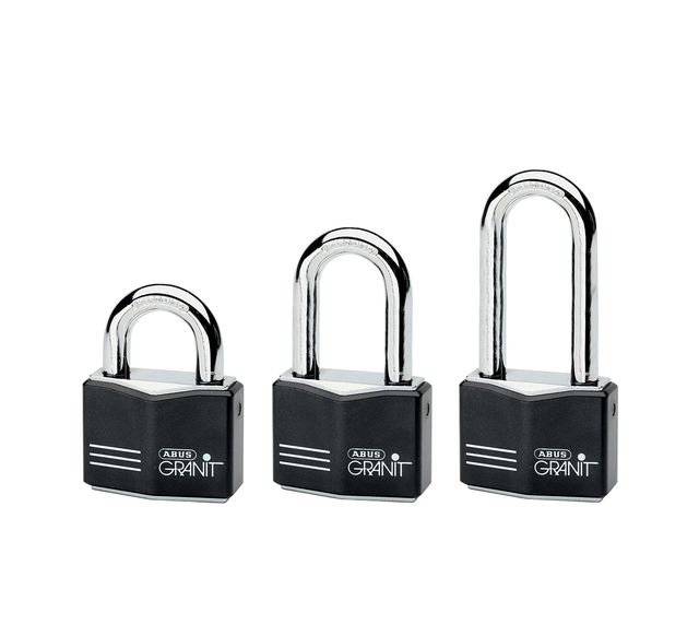 Hengelås herdet stål sort 11mm bøyle KD Brady, ulike nøkler pr lås 