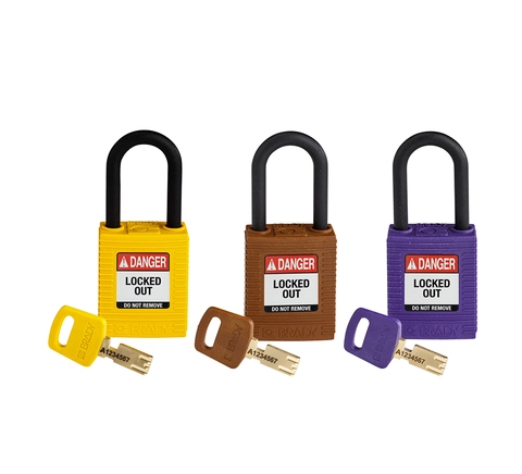LOTO lås Safekey elektro 6,35mm KD Brady, 6,35mm plastbøyle, 38mm høyde