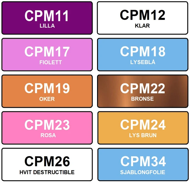 CPM-100 Premium Vinylfolie 106mm bredde, 15m lengde 
