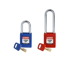 LOTO nylon lås Safekey stålbøyle KD Brady, 6,35mm stålbøyle