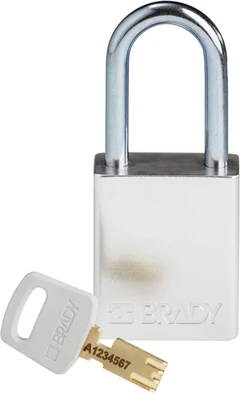 LOTO alu lås grå Safekey 38mm KD Brady 6,35mm stålbøyle, 38mm bøylehøyde